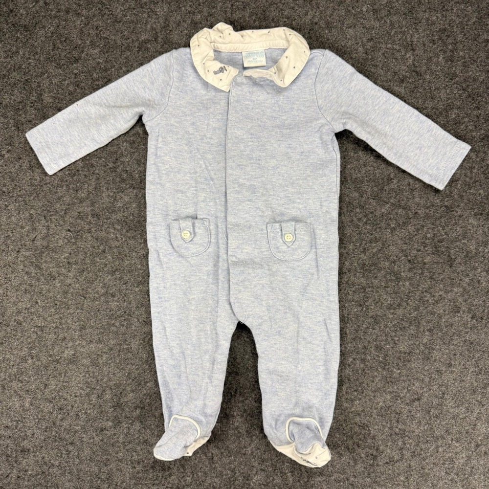 Baby Boys EdgeHill Collection 3M Blue Footed Romper Peter Pan Collar‎